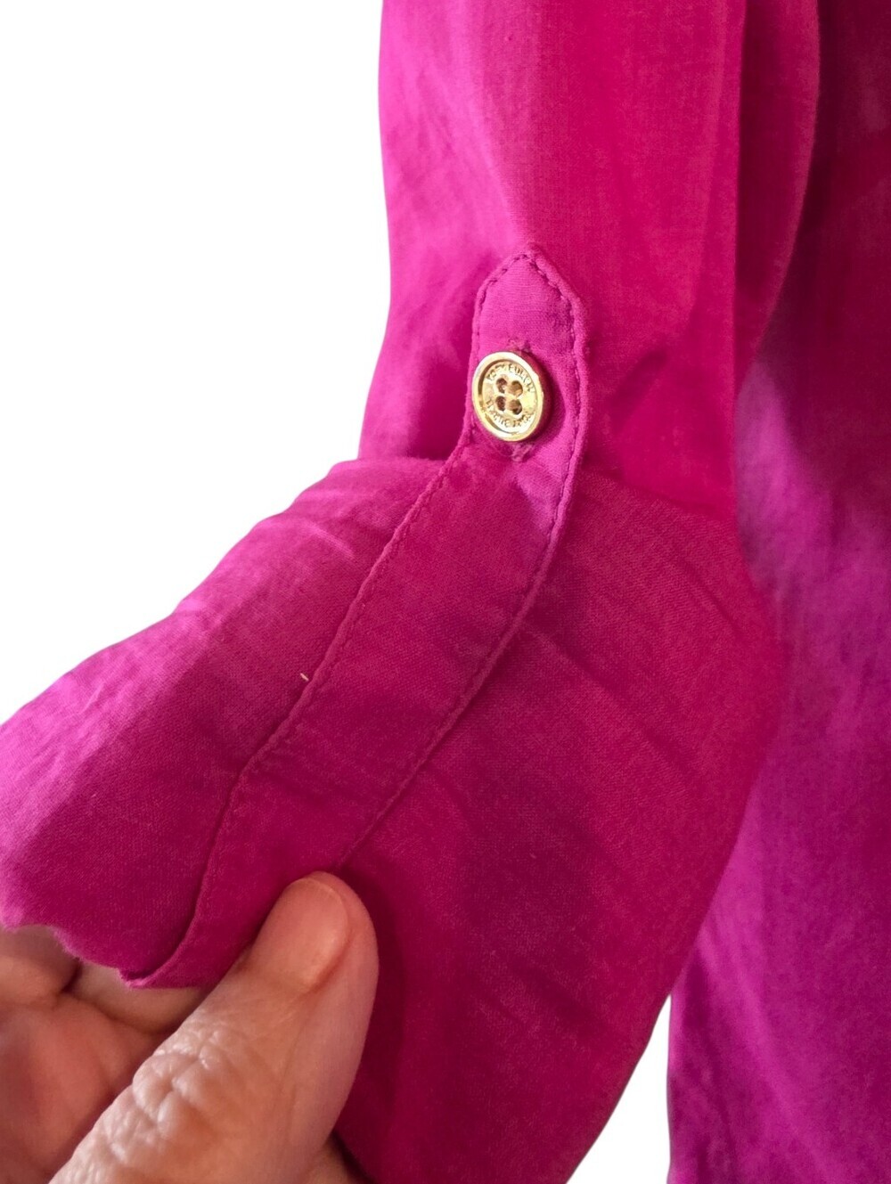 Tory Burch Magenta Brigette Long Sleeve Button-Down Utility Shirt Size 6 - Picture 4 of 9